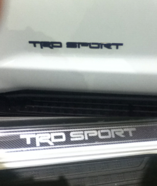 The black badge is on the driver’s door, and the other on the door sil.